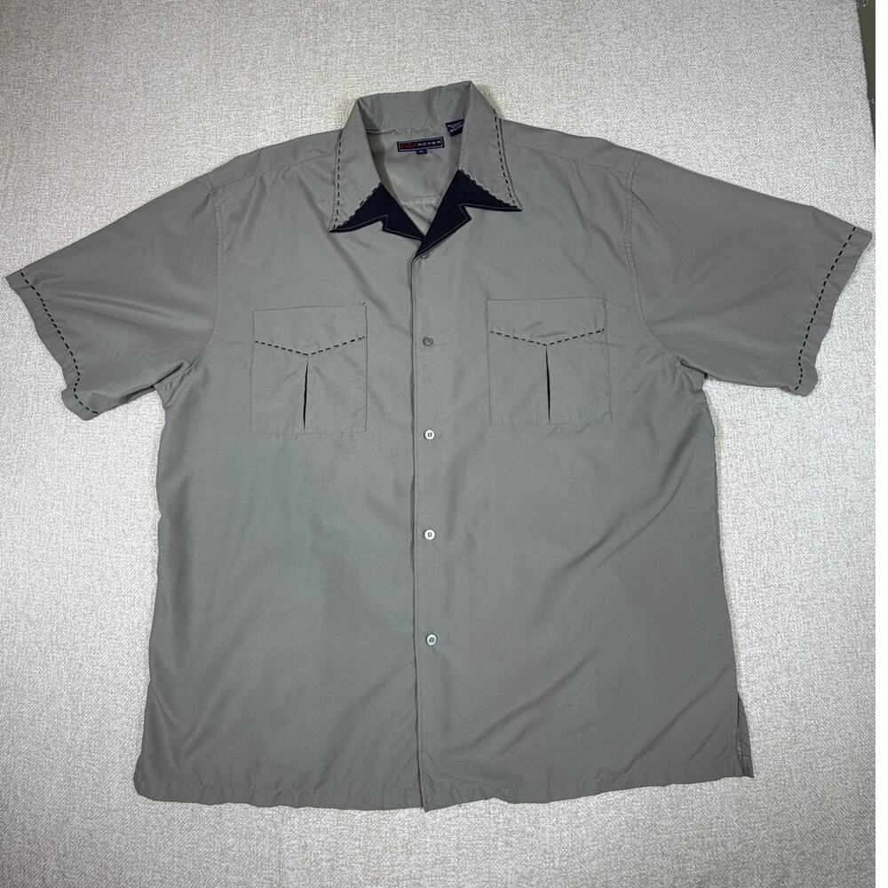 Roper Men XL Tan Black Western Short Sleeve Button Front Cowboy Shirt Rodeo